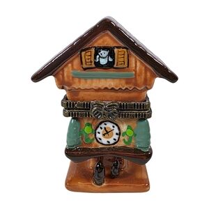 Cuckoo Clock Ceramic Trinket Box Mini Chalet
